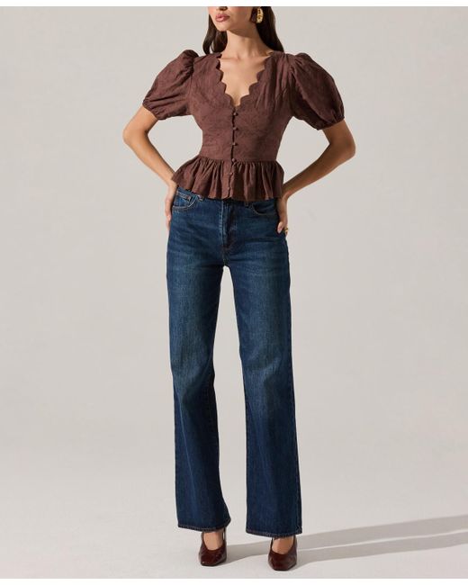 Astr Blue Arely V-neck Top