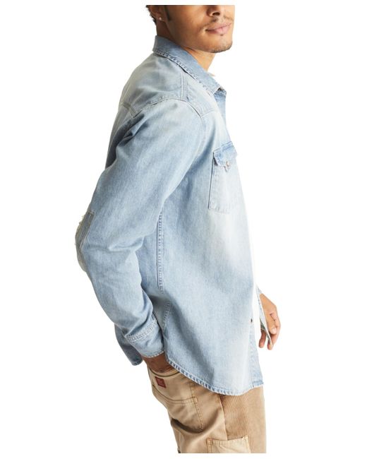 Frye Blue Western Vintage-inspired Long Sleeve Denim Shirt for men