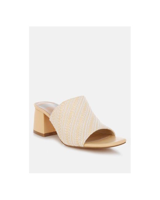 Rag & Co White Morgana Woven Raffia Slip Ons