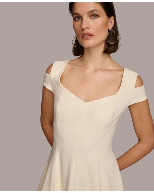 Donna Karan Natural Cold-shoulder Fit & Flare Dress