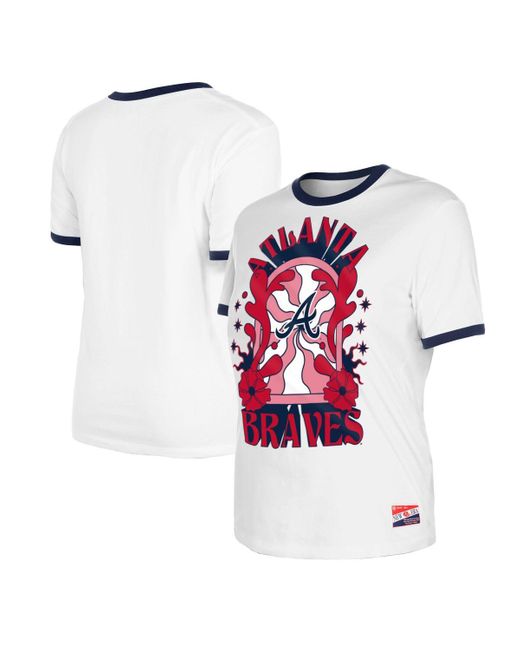 KTZ White Atlanta Braves Oversized Ringer T-shirt