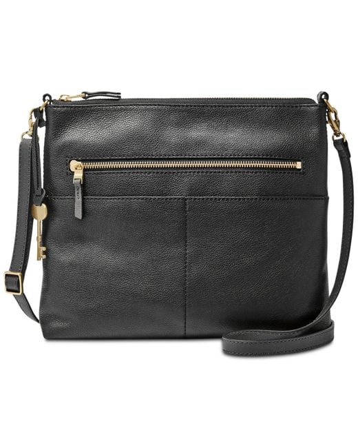 Fossil Fiona Large Leather Crossbody in Black Lyst