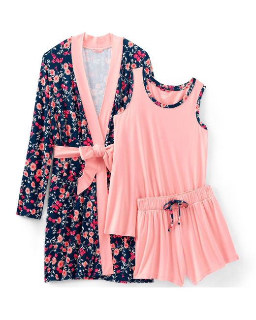 Lands' End Pink Cooling 3 Piece Pajama Set