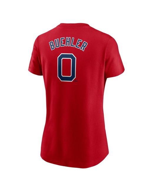 Nike Red Walker Buehler Boston Sox Fuse Name Number T-shirt