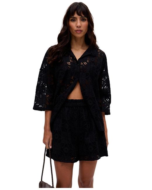 Raffya Black Shelli All Over Broderie Anglaise Shirt