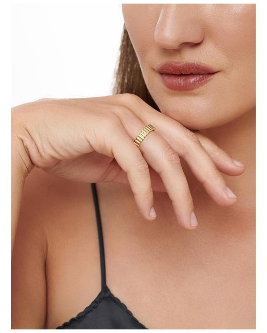 DEVATA Metallic Ribbed Band Ring