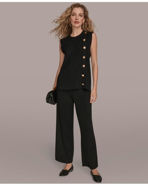Donna Karan Black Crewneck Sleeveless Sweater