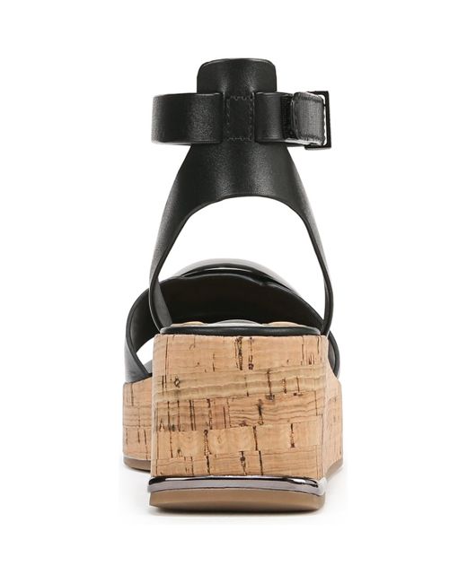 Franco Sarto Black Taysha Ankle Strap Cork Platform Sandals