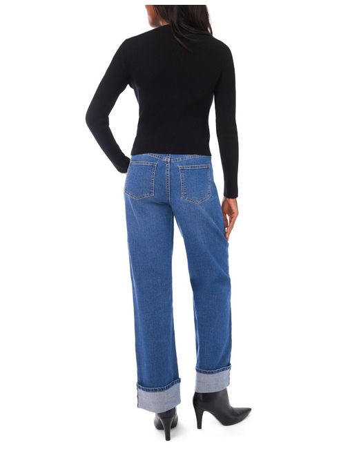 1.STATE Blue Fitted Cropped V-neck Top