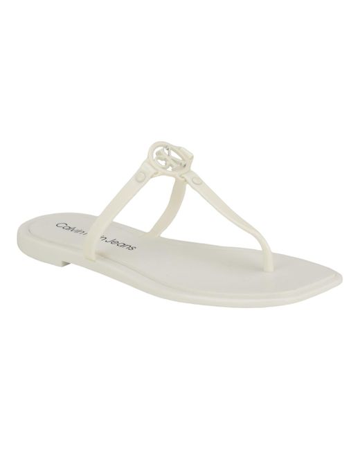 Calvin Klein White Edhen Open-toe Jelly Thong Sandals