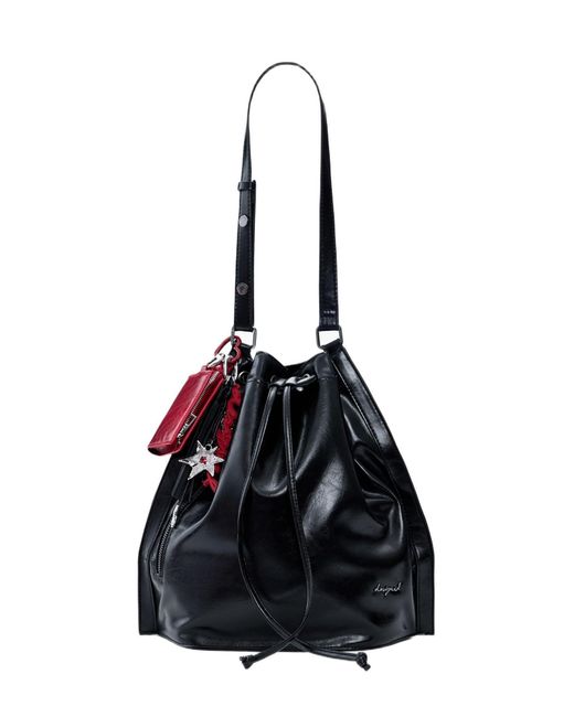 Desigual Black Medium Shiny Backpack, Polyurethane