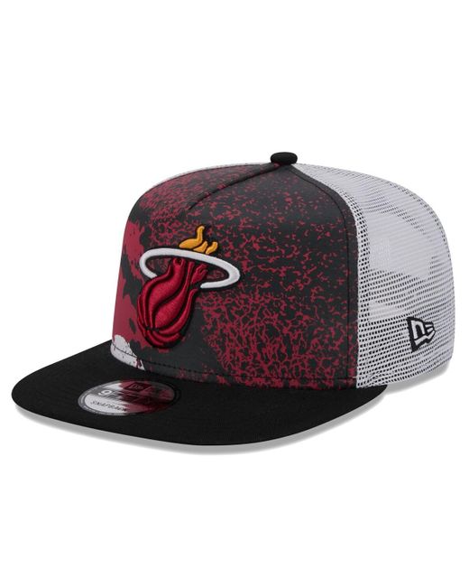 KTZ Red Miami Heat Court Sport Speckle 9fifty Snapback Hat for men