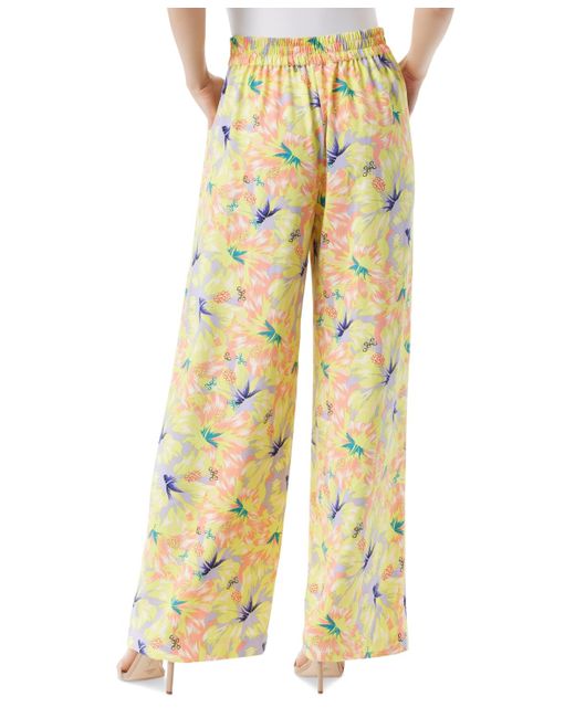 Jessica Simpson Yellow Winnie Floral-print Pull-on Wide-leg Pants