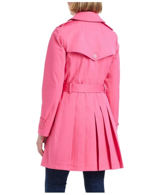 Kate Spade Pink Short Single-breasted Pleated Back Trench Coat
