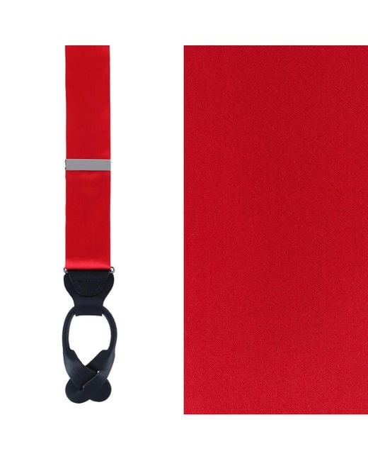 Trafalgar Red Dutton Solid Color Silk Button End Suspenders for men