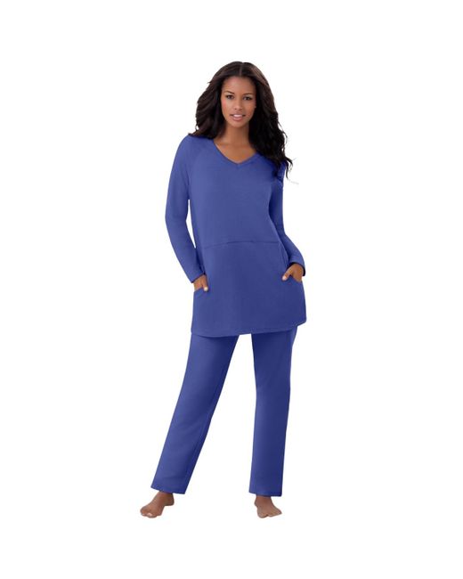 Dreams & Co. Blue Plus Size Petite 2-piece Lounge Set
