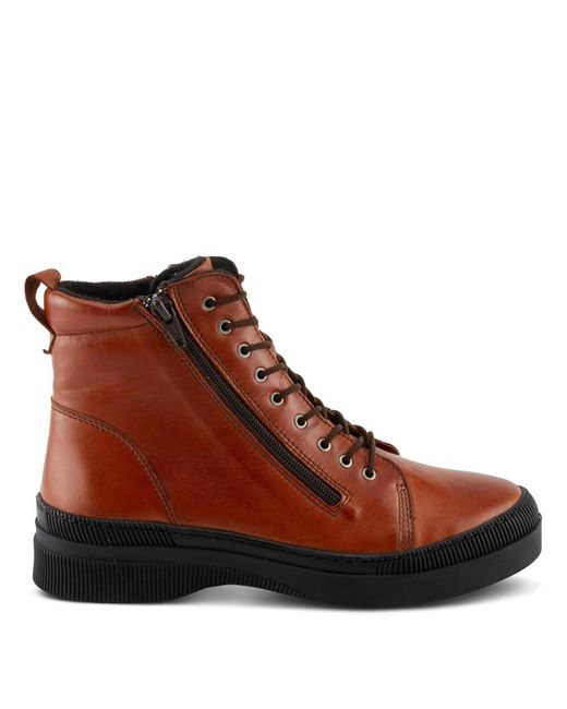 Spring Step Brown Hoylein Leather Combat-style Boot