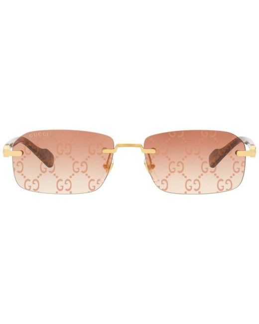 Gucci White Rectangular-frame Metal Sunglasses for men