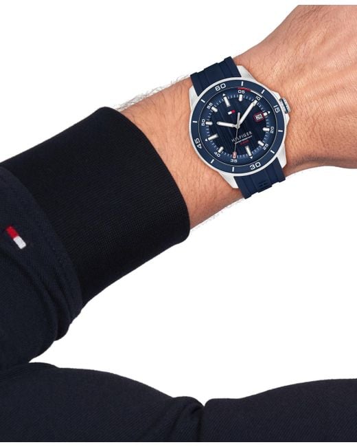 Tommy Hilfiger Blue Quartz Silicone Strap Watch for men