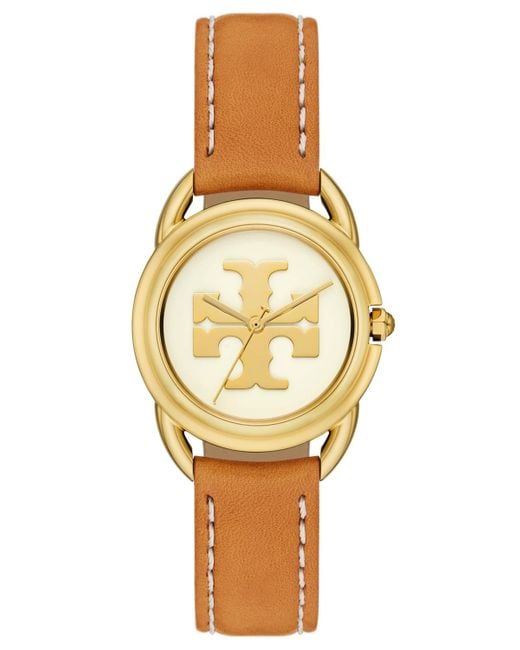 Tory Burch Metallic The Miller Three Hand Tone Stainless Steel Watch, Luggage