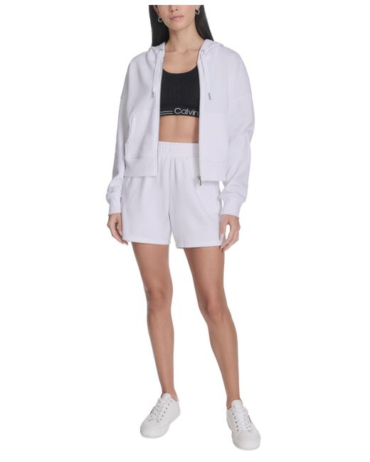 Calvin Klein White Performance French Terry Zip Hoodie