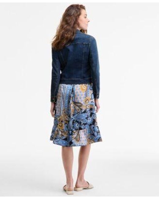 Jones New York Blue Trucker Jacket Tie Waist Shirtdress