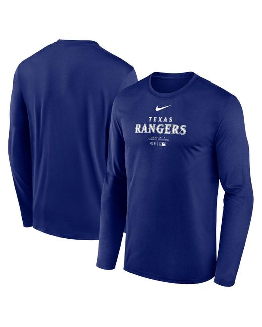 Nike Blue Royal Texas Rangers Authentic Collection Practice Performance Long Sleeve T-shirt for men
