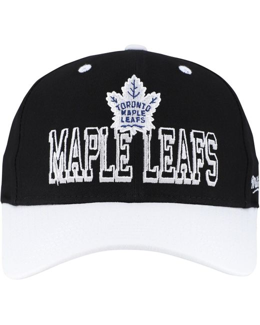 Mitchell & Ness Black/white Toronto Maple Leaf's Backside Script Two-tone Pro Crown Adjustable Hat for men