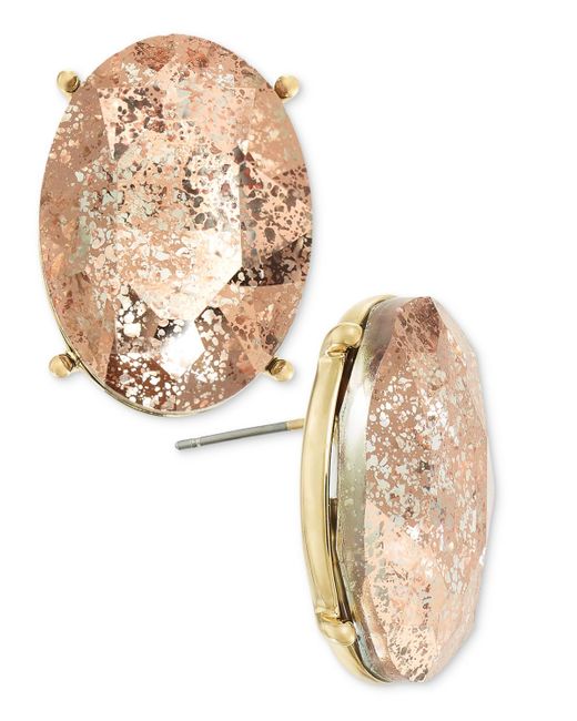INC International Concepts Metallic Oval Stone Button Earrings