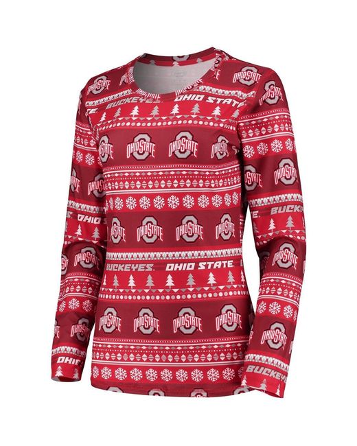 Concepts Sport Red 2-piece Ohio State Buckeyes Holiday Long Sleeve Top And Pants Sleep Set