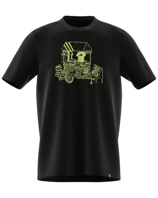 Adidas Black Regular-fit Merch Cart Graphic T-shirt for men
