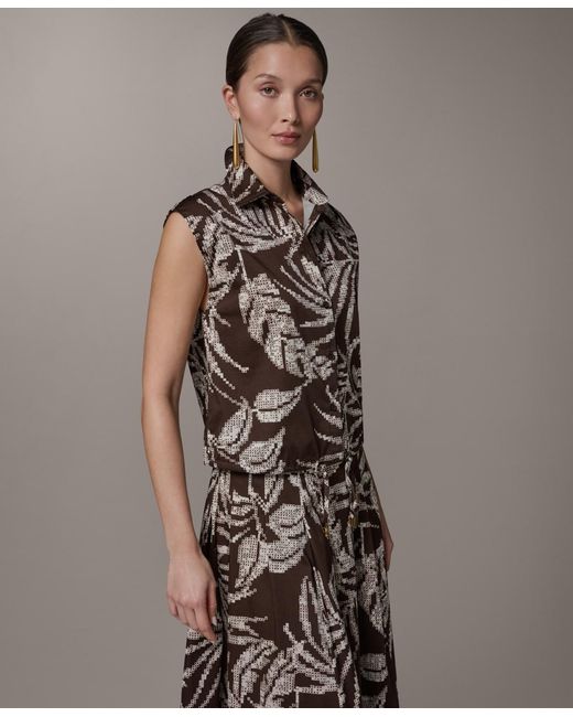 Donna Karan Brown Collared Neck Top