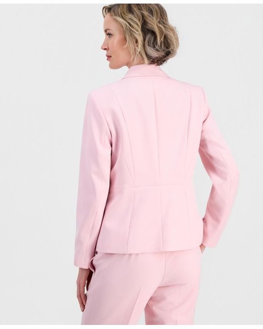 Kasper Pink Petite Single-button Tailored Blazer