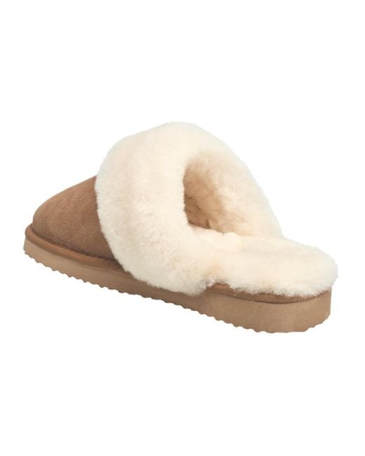 French Connection Natural Fur Band Open Slipper