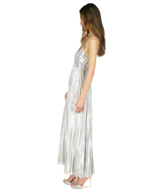 Michael Kors White Michael Shine Pleated Empire-waist Dress