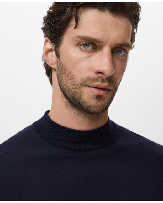 Mango Blue Wool Turtleneck Sweater for men