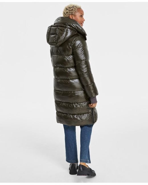 BCBGMAXAZRIA Multicolor Hooded Collared Puffer Coat