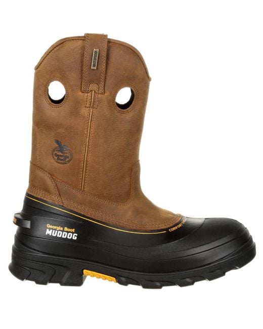 Georgia Boot Brown Muddog Composite Toe Waterproof Work Wellington for men