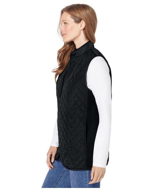 Woman Within Blue Plus Size Zip-front Quilted Vest
