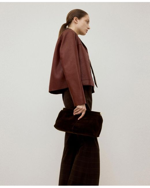 Mango Brown Pockets Faux-leather Jacket