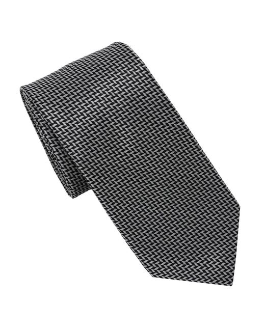 Karl Lagerfeld Black Herringbone Pattern Classic Tie for men