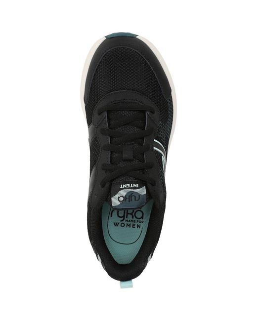 Ryka Black Intent Lace Up Walking Sneakers