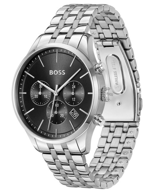Boss Gray Chronograph Avery Stainless Steel Bracelet Watch 42mm for men