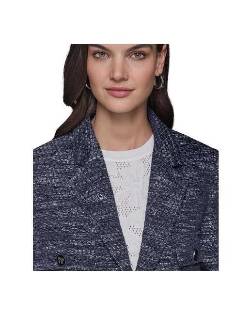 Karl Lagerfeld Blue Tweed Cropped Jacket