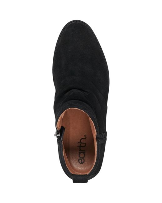 Earth Black Chandy Ruched Block Heel Booties