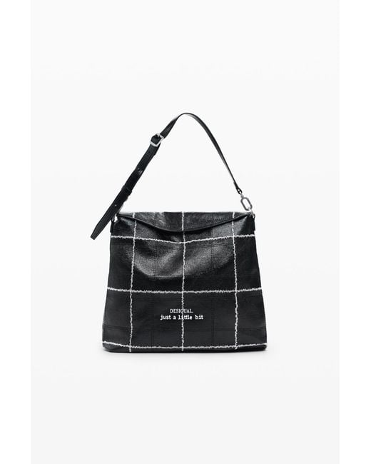 Desigual Black Medium Convertible Checkered Backpack