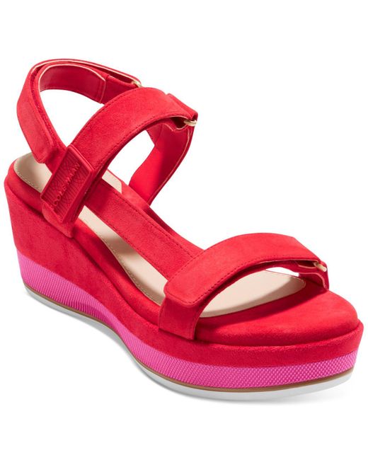 SO KOHLS RED CROCHET FABRIC WEDGE 7
