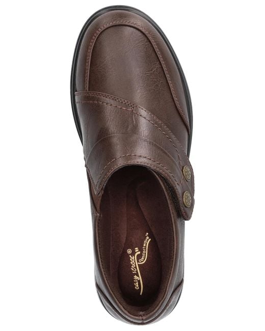 Easy Street Brown Joy Comfort Hook And Loop Flats
