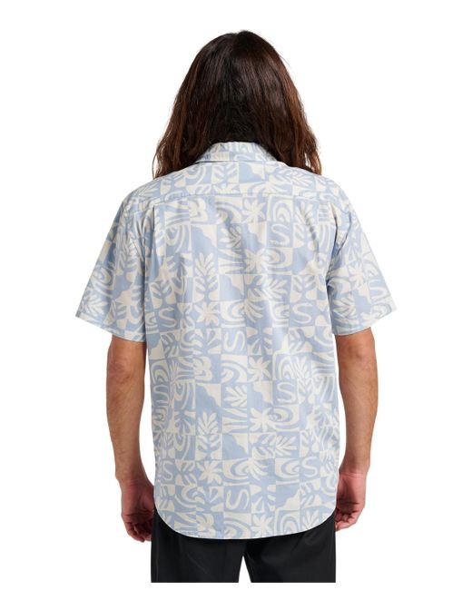 Quiksilver Blue Terra Classic Stretch Short Sleeve Shirt for men