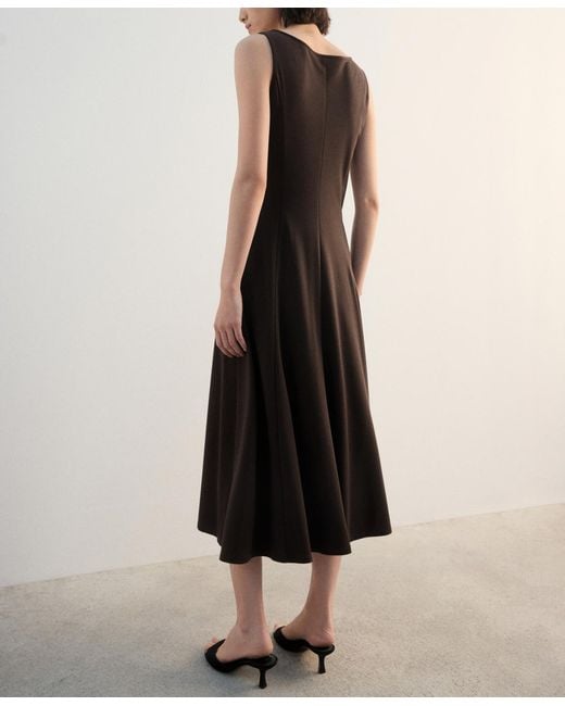 Mango Brown Flared Midi-dress